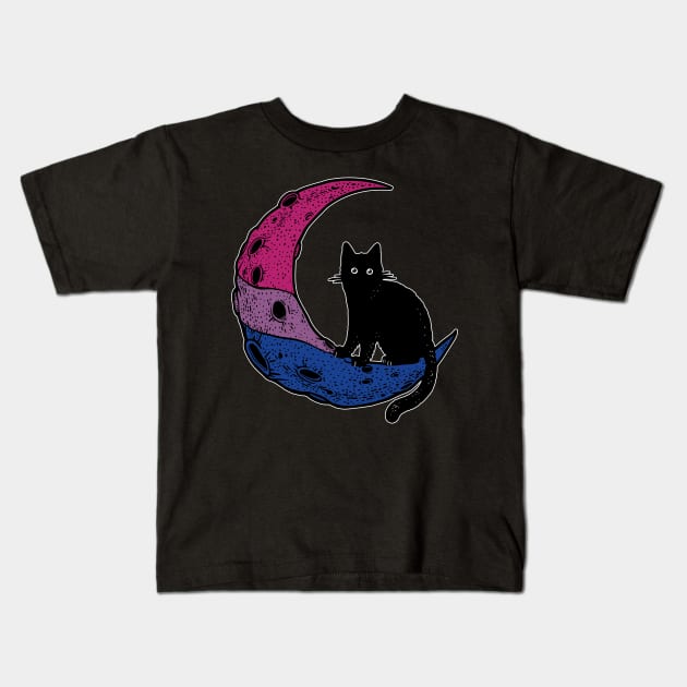 Bisexual Moon Cat Kids T-Shirt by Psitta